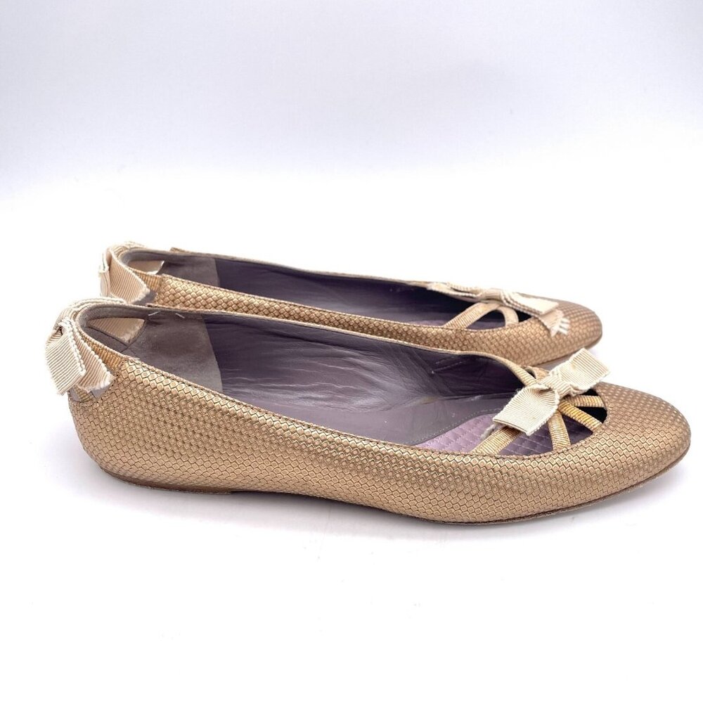 Anya Hindmarch London Ballet Flats Gold Euro 37